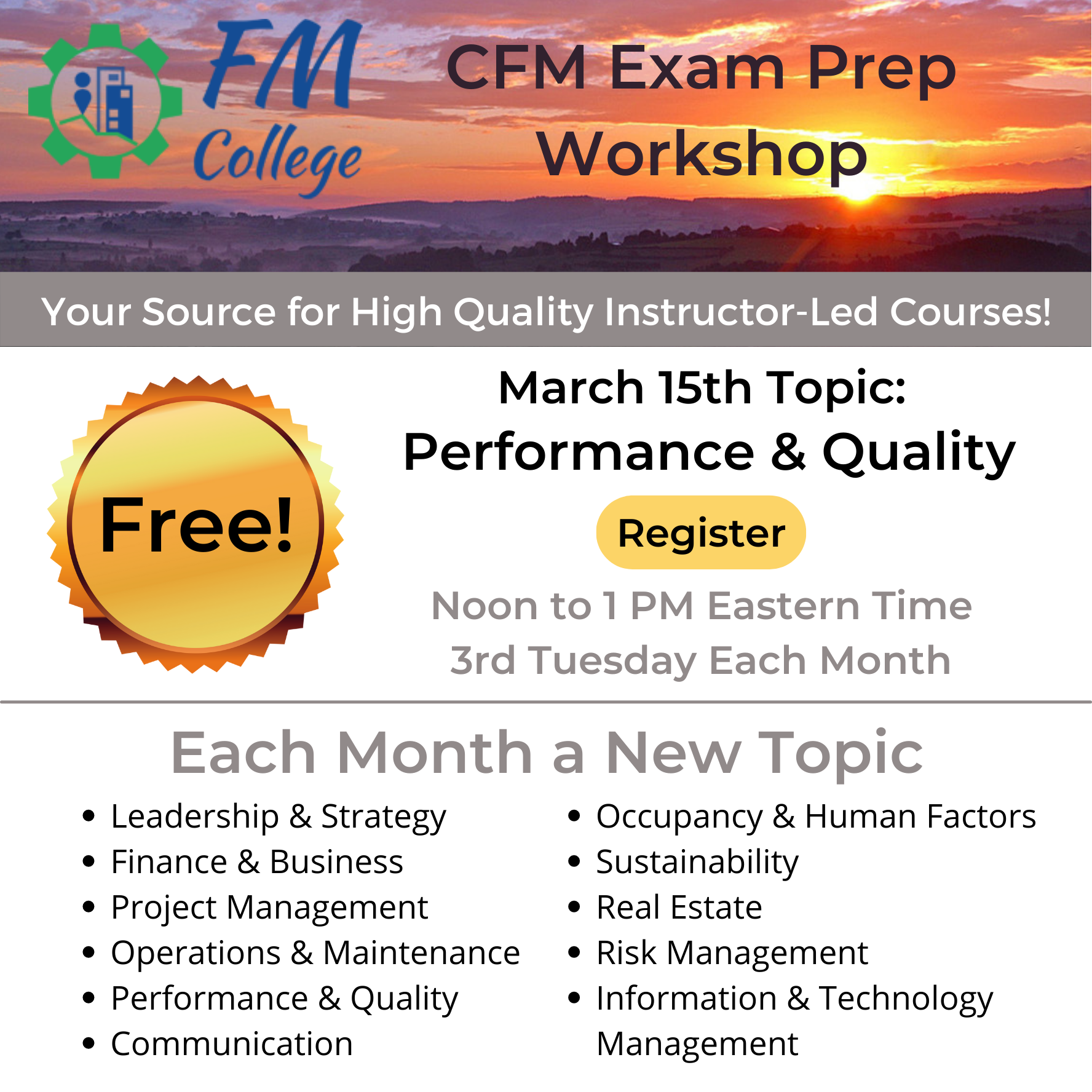 CFM Exam Prep Workshop March