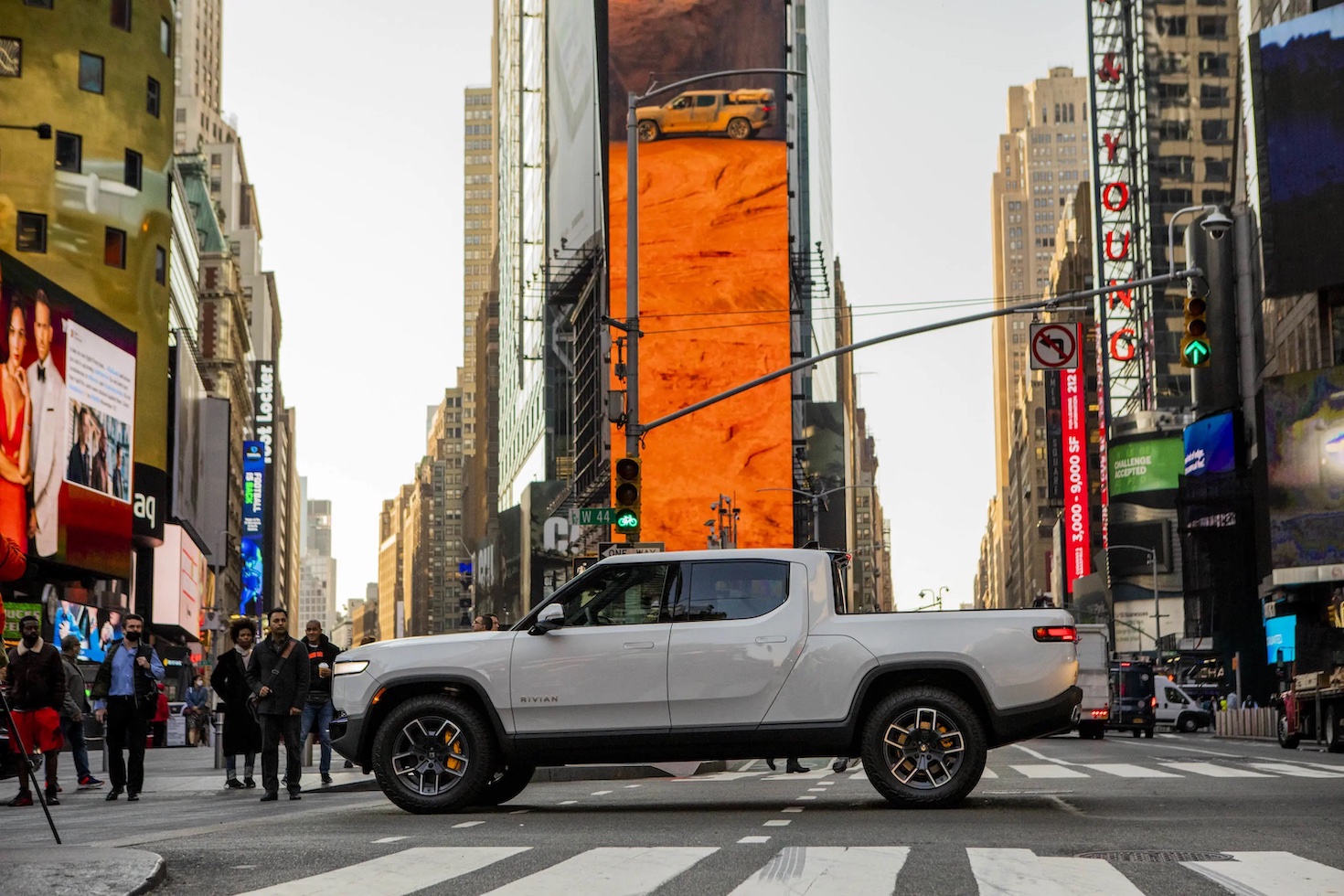 Rivian IPO shot in Times Square