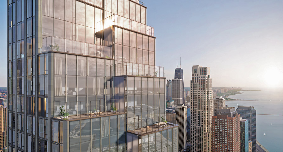 The towers' tapered form