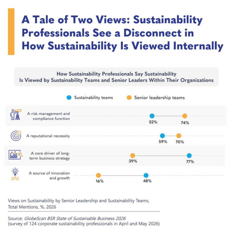 Sustainability professionals see a divide in how sustainability is viewed internally